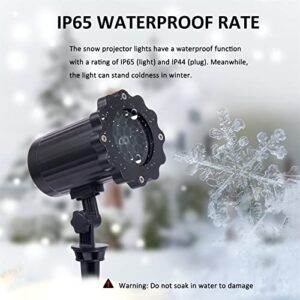 Snowflake Projector Lights Outdoor, Biger HD White Snowfall Lights Waterproof with RF Remote Control Timer, Landscape Decorative Projection Lamp for Xmas Holiday Wedding Party Decoration