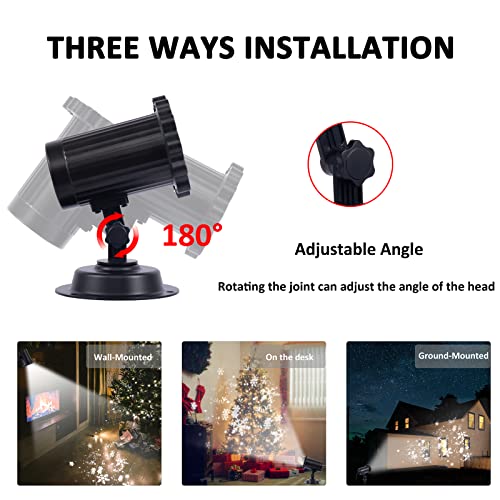 Snowflake Projector Lights Outdoor, Biger HD White Snowfall Lights Waterproof with RF Remote Control Timer, Landscape Decorative Projection Lamp for Xmas Holiday Wedding Party Decoration