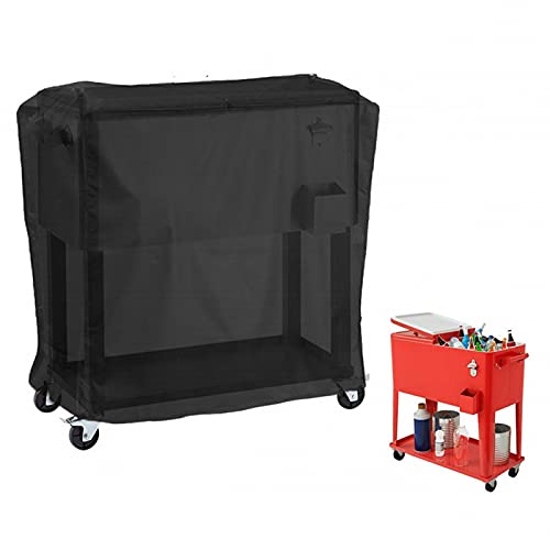 Cooler Cart Cover, Waterproof 190T Polyester Fit for Most 80 QT Rolling Patio Cooler Cover, Protective Cover for Beverage Cart for Beverage Cart, Rolling Ice Chest, Party Cooler(Black)