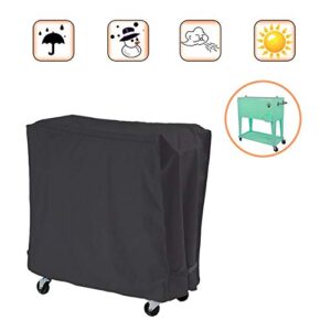 Cooler Cart Cover, Waterproof 190T Polyester Fit for Most 80 QT Rolling Patio Cooler Cover, Protective Cover for Beverage Cart for Beverage Cart, Rolling Ice Chest, Party Cooler(Black)