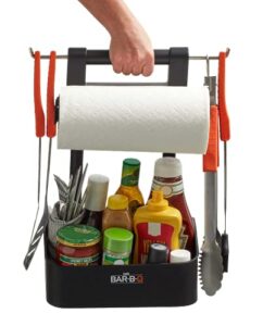 mr. bar-b-q adjustable grilling caddy | store all your grilling accessories in one place | roller towel holder | reduce mess while grilling
