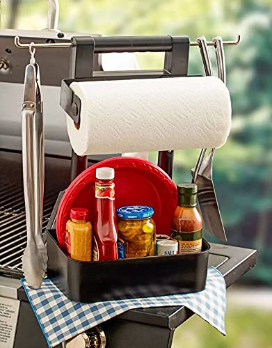 Mr. Bar-B-Q Adjustable Grilling Caddy | Store all your Grilling Accessories in One Place | Roller Towel Holder | Reduce Mess While Grilling