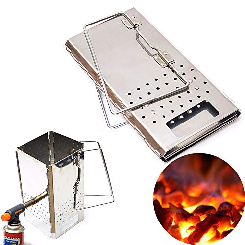 GoodsBeauty Portable Charcoal Chimney Starter Can for BBQ - Stainless Steel Briquette Starter Barbecue Outdoor Cooking Rapid Fire Starter BBQ Grill Briquette Accessories