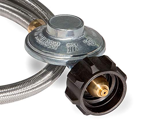 Blackstone 5154 Propane Stainless Steel Braided Hose & Regulator for 22lb Tank, Gas Grill & Griddle Animal, Weather Resistant & Corrosion Resistant – Extends Up to 3 Feet