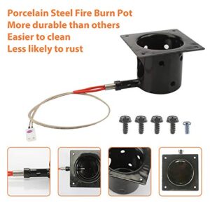 Unidanho Black Porcelain-Enameled Fire Burn Pot and Hot Rod Ignitor Kit Replacement Parts for Traeger and Pit Boss Pellet Grill with Screws and Fuse