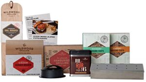 hamburger grilling gift set – includes smoker box & smoking chips, spices, planks, patty press, grill scraper and more