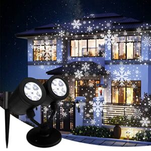 christmas 2-in-1 christmas projector lights outdoor – christmas snowflake projector lights with waterproof plug in moving effect wall mountable for garden ballroom, party, halloween, holiday