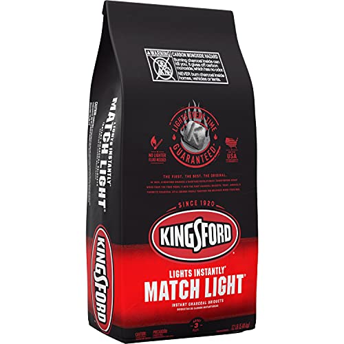 Kingsford Match Light Instant Charcoal Briquettes, BBQ Charcoal for Grilling, Ready in 10 Minutes, No Lighter Fluid or Starter Needed, 12 lbs