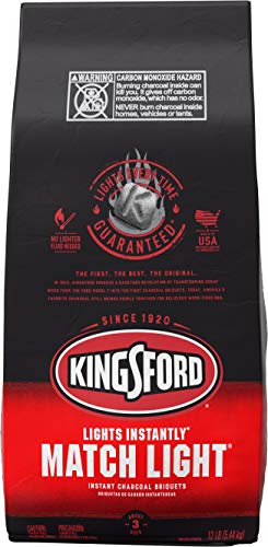 Kingsford Match Light Instant Charcoal Briquettes, BBQ Charcoal for Grilling, Ready in 10 Minutes, No Lighter Fluid or Starter Needed, 12 lbs