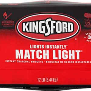 Kingsford Match Light Instant Charcoal Briquettes, BBQ Charcoal for Grilling, Ready in 10 Minutes, No Lighter Fluid or Starter Needed, 12 lbs