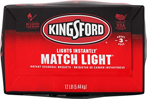 Kingsford Match Light Instant Charcoal Briquettes, BBQ Charcoal for Grilling, Ready in 10 Minutes, No Lighter Fluid or Starter Needed, 12 lbs