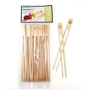 rsvp international bamboo barbecue skewers, double round, 25-count, 9-inch