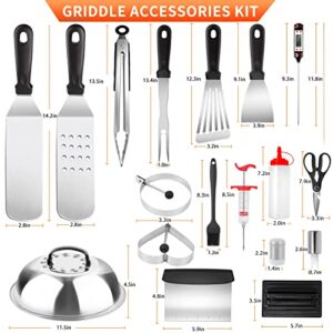 ahbreton Griddle Accessories Kit, 147pcs Outdoor Barbecue Tools, for Blackstone Griddle Utensils and Camp Chef Stainless Cooking Accessories Tools Kit, Set with Spatula, BBQ Tongs, Egg Ring