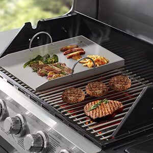 Stanbroil Stainless Steel Griddle Pan with Holder Replacement for Weber 7599, Weber Genesis II 300 Series Grills