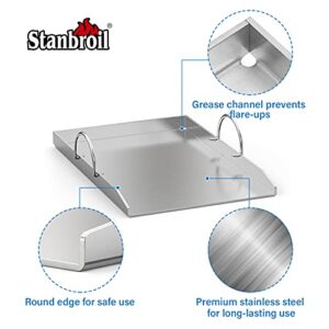 Stanbroil Stainless Steel Griddle Pan with Holder Replacement for Weber 7599, Weber Genesis II 300 Series Grills