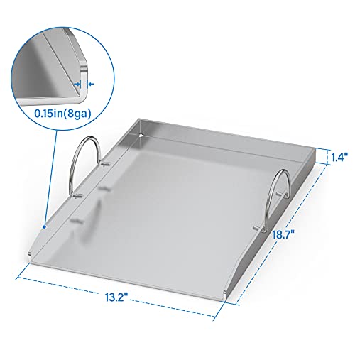 Stanbroil Stainless Steel Griddle Pan with Holder Replacement for Weber 7599, Weber Genesis II 300 Series Grills