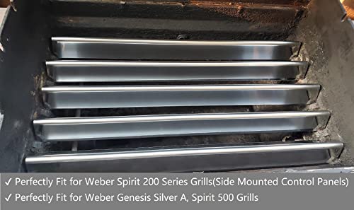 GasSaf 21.5" Flavorizer Bars Replace for Weber 7534, Genesis Silver A, Spirit 200 Series E/S200 E/S-210, Spirit 500 with Side Control Knob, 5-Pack Stainless Steel Flavor Bars(21.5" x 1.7" x 1.7")