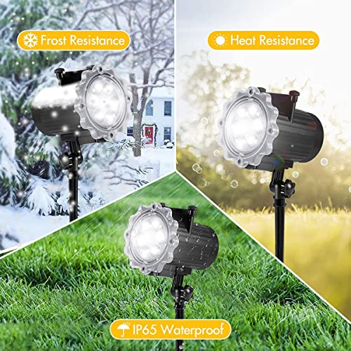 EcoGuru Christmas Projector Lights Outdoor, LED Christmas Light Projector Upgraded IP65 Waterproof 12 HD Effects Holiday Projection Lights Outdoor for Xmas Birthday Party Holiday, Spike/Ground