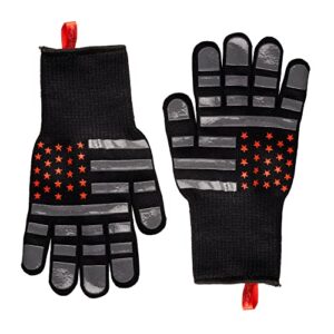 jaycee grillin & chillin ‘merica bbq gloves, 1472 degree f heat resistant, cut resistant lining, non slip silicone, machine washable, grilling, baking, cooking, cutting
