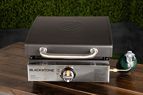 Blackstone 1814 Stainless Steel Propane Gas Portable, 12, 000 BTUs, 17 Inch, Black & 17 inch Griddle Cover and Carry Bag Water Resistant 600D Polyester Heavy Duty Flat top 17'' Gas Grill Cover