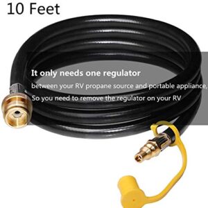 DOZYANT 10 Feet 1/4" Quick Connect RV Propane Hose Converter Replacement for 1 lb Throwaway Bottle Connects 1 LB Bulk Portable Appliance to RV 1/4" Female Quick Disconnect