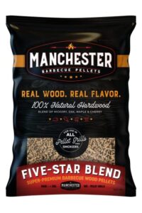 manchester barbecue wood pellets for smoker – super-premium bbq wood pellets, competition blend pellets for pellet grill, 100% natural hardwood hickory, oak, maple, and cherry