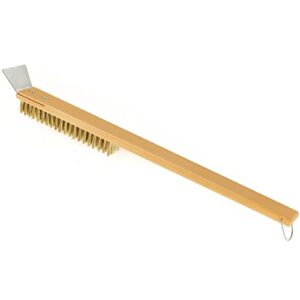 Lrui Pizza Oven Brush,Copper Wire Pizza Stone Cleaning Brush with Scraper,Outdoor Pizza Oven Accessories.