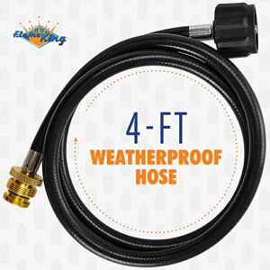 Flame King YSN-QCC-1LBa 4 Ft Propane Gas Extension, Bottles to Larger Tanks 20lb to 1lb Hose Adapter, Black