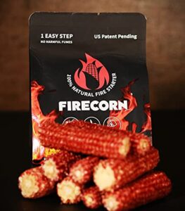 firecorn fire starter – all natural instant firestarter for bbq, campfire, pizza oven, firepit, charcoal, briquette – 1 bag (200 grams)
