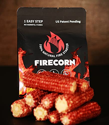 FIRECORN Fire Starter - All Natural Instant Firestarter for BBQ, Campfire, Pizza Oven, Firepit, Charcoal, Briquette - 1 Bag (200 Grams)