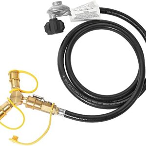 Stanbroil Solid Brass 1/4" RV Propane Quick Connect Y Splitter Adapter, Replacement for RV Trailer and Quick Connect Propane Hose Connect to Motorhome Tabletop Grill