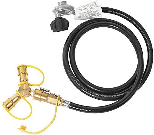 Stanbroil Solid Brass 1/4" RV Propane Quick Connect Y Splitter Adapter, Replacement for RV Trailer and Quick Connect Propane Hose Connect to Motorhome Tabletop Grill