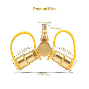 Stanbroil Solid Brass 1/4" RV Propane Quick Connect Y Splitter Adapter, Replacement for RV Trailer and Quick Connect Propane Hose Connect to Motorhome Tabletop Grill