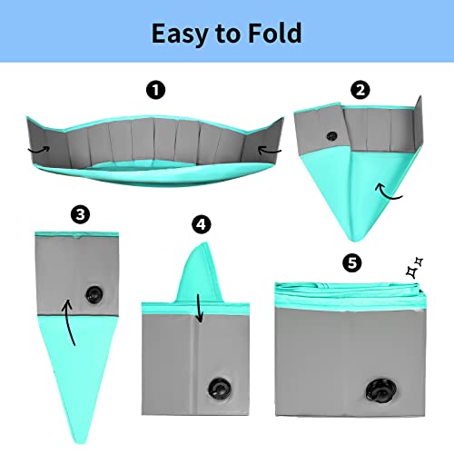 PAKEWAY Foldable Dog Swimming Pool, 48''x12'' Collapsible PVC Dog Pool Pet Bath Pool, Outdoor Portable Bathing Tub for Kids, Dogs and Cats