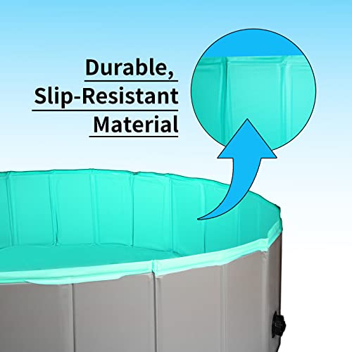 PAKEWAY Foldable Dog Swimming Pool, 48''x12'' Collapsible PVC Dog Pool Pet Bath Pool, Outdoor Portable Bathing Tub for Kids, Dogs and Cats