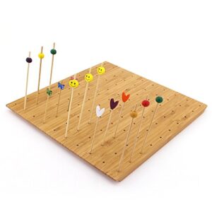 BambooMN 12"x11.8" Bamboo Skewer Holder Food Display Stand w/ 100 Holes, Perfect for Catered Events, Restaurants, Cocktail Party Supplies - 3 Pieces
