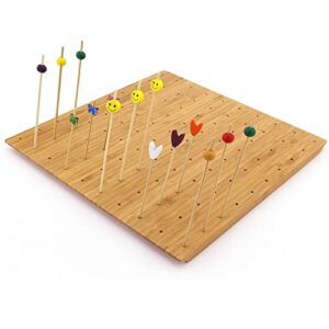BambooMN 12"x11.8" Bamboo Skewer Holder Food Display Stand w/ 100 Holes, Perfect for Catered Events, Restaurants, Cocktail Party Supplies - 3 Pieces
