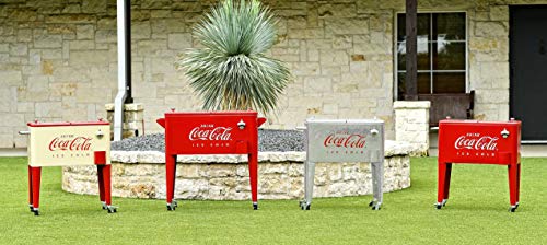 Leigh Country CP 98111 Cream and Red 60 Qt. Coca-Cola Rolling Cooler, Cream & Red