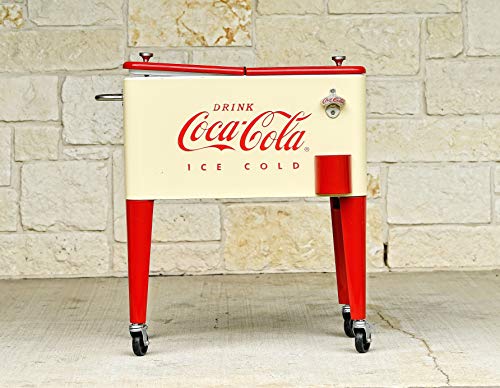 Leigh Country CP 98111 Cream and Red 60 Qt. Coca-Cola Rolling Cooler, Cream & Red