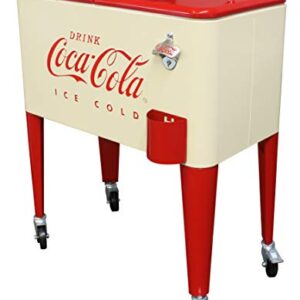 Leigh Country CP 98111 Cream and Red 60 Qt. Coca-Cola Rolling Cooler, Cream & Red