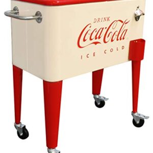 Leigh Country CP 98111 Cream and Red 60 Qt. Coca-Cola Rolling Cooler, Cream & Red