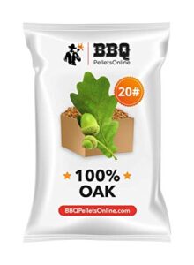 bbqpelletsonline 100% oak all natural amish-made bbq pellets – 20 pounds perfect for pellet smokers, any outdoor grill or pizza oven | hot and strong smokey flavor