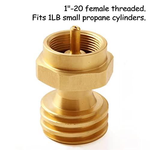 Uenede Brass Propane Tank Adapter Converter Universal 1Pound/16.4oz Small Tank to QCC1/Type1 Hose or Regualtor Hexagon