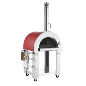 Empava Wood Fired Pizza Oven Painted Red for Outdoor Kitchen in Stainless Steel, 33 Inch