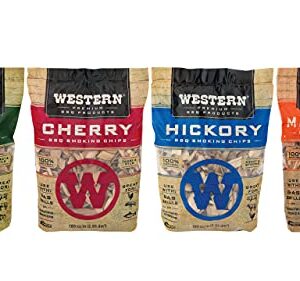 MIJIG Western BBQ Premium‎ Wood Smoking Chips Variety (Pack of 4) Bundled with ProGrilla Smoker Box