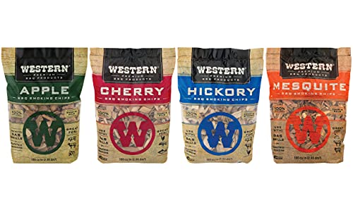 MIJIG Western BBQ Premium‎ Wood Smoking Chips Variety (Pack of 4) Bundled with ProGrilla Smoker Box