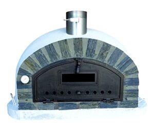 pizzaioli stone arch traditional brick pizza oven. premium triple insulated for delicious outdoor grilled steaks, fish, veggies, bread. cooks pizzas in 90 seconds