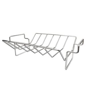 Quantfire Rib Rack and Turkey Rack for Smoking and Grilling, Stainless Steel Dual-Purpose Roasting Rack for L/XL Big Green Egg, Kamado Joe, and Other 18" Grills