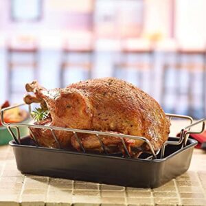 Quantfire Rib Rack and Turkey Rack for Smoking and Grilling, Stainless Steel Dual-Purpose Roasting Rack for L/XL Big Green Egg, Kamado Joe, and Other 18" Grills