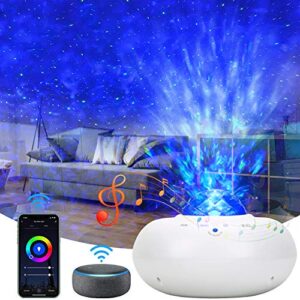 star projector, smart galaxy projector works with alexa google assistant, phone app remote control night light projector with led nebula galaxy bluetooth speaker timer for kids adults bedroom decor